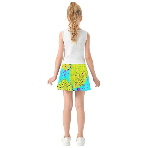 Joisal Cute Comfy Athletic Shorts Girls Skorts Kids Tennis Skirts School Vibrant Yellow Lemons Blue 4t4