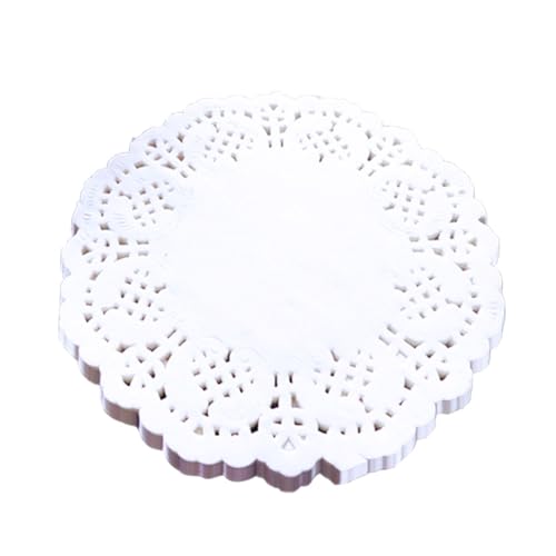 100 unidades de blondas de papel blancas con diseño floral, juegos de manteles de mesa redondos, papel absorbente de aceite, posavasos, papel para pasteles y hornear, manteles de papel desechables