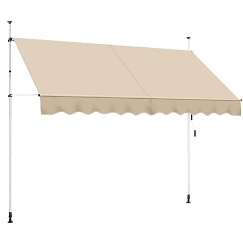 Yaheetech Tenda da Sole per Balcone Esterno Veranda a Bracci Estensibili con Manovella Regolabile Telo Avvolgibile Retrattile Resistente ai Raggi UV Telaio Telescopico Senza Forare 300 x 120 cm Beige