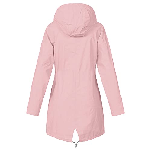 Zeiayuas Damen Regenjacke Regenmantel Mit Kapuze ÜBergangsjacke Atmungsaktiv Mantel Einfarbig Wasserdichte Softshelljacke Bequeme Leichte Kapuzenjacke Outdoorjacke Mittellange Windbreaker Wanderjacke