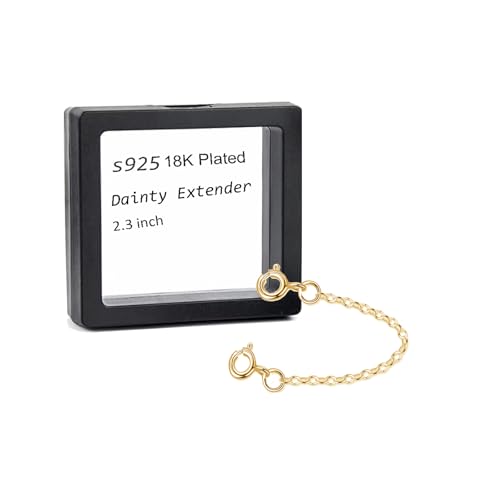 wzhe Cadena de seguridad chapada en oro de 24 quilates, cadenas de seguridad de plata de ley para pulseras, extensor de cadena de seguridad para hacer joyas