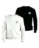 Kit 2 Moletom Gola Careca Flanelado New York Estampa Macio Estiloso - Preto/Branco/M