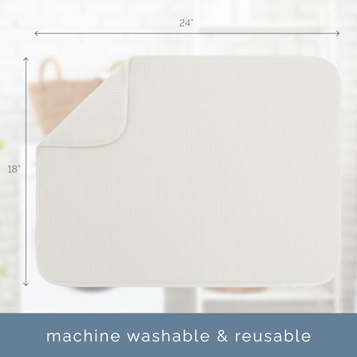 Image of S&T INC. Dish Drying Mat XL, 18 inch x 24 inch, Absorbent Microfiber Kitchen Counter Mat, Dish Drying Pad for Dishes, Utensils, Pots and Pans, Extra Large, Cream