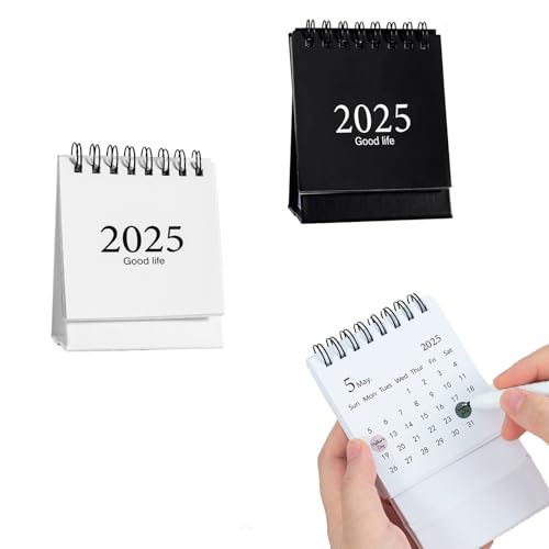 nalaina 卓上カレンダー ミニカレンダー (2冊入り 2色) 2024から2025 デスクトップカレンダー シンプル 無地 おしゃれ オフィス 家庭用 学校用 実用性 折りたたみ可能 持ち運び便利