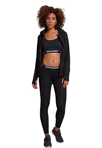 Urban Classics Damen Polar Fleece Zip Hoody – Regular Fit Kapuzenjacke im warmen Fleece Style mit Reißverschluss für Freizeit, Alltag & Streetwear,Schwarz,L