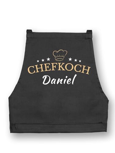 NIMAMA Kochschürze Herren Chefkoch Schürze Personalisiert für Männer Grillschürze - Dunkelgrau