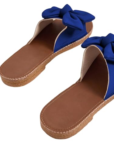 Image of Verdusa Women's Bow Flat Sandals Leather Open Toe Flats Summer Vacation Shoes Beach Sandals Outdoor Slippers