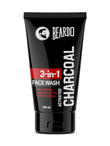 Beardo 3-in-1 Activated Charcoal Face Wash| Deep Cleanse, Exfoliate & Detoxify | All-in-One Face Wash for Oily Skin, Dirt & Pollution Removal | Oil Control Face wash for men 100ml