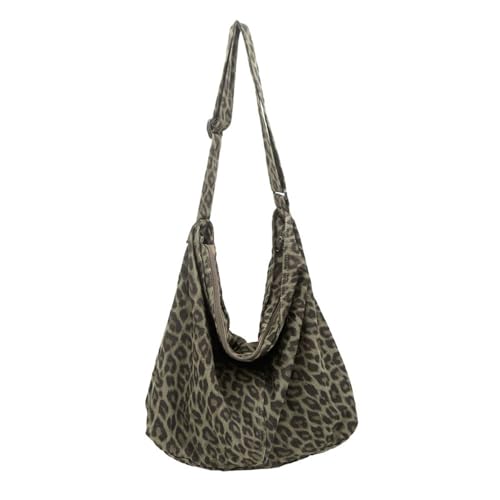 Image of Cotton Tote Handbag Women Canvas Crossbody Beach Bag Hobo Shoulder Tote Bag with 3 External Pocket,Zipper Closure