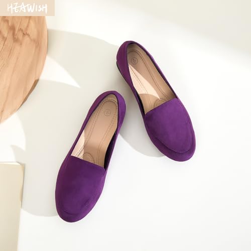 Image of HEAWISH Women's Loafers Slip on Low Heel Shoes,Closed Toe Pumps Dress Shoes,Casual Loafer Work Flats Wedding Shoe
