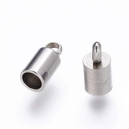 UNICRAFTALE 100pcs Stainless Steel Cord Ends Leather Cord End Caps Cord 3mm Inner Diameter End Caps Terminators Cord Finding for Jewelry Making Kit