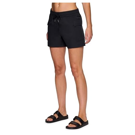 RBX Active Cargo Style Shorts for Women, Lightweight Quick Drying Stretch Woven Hiking Walking Short with Pockets Black L