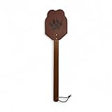 Outset Leather Heavy Duty Fly Swatter, 19" Bear Paw Bug Swatter with Acacia Wood Handle and Hanging Loop