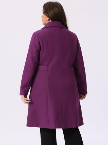 Agnes Orinda Women's Plus Size Single Breasted Belted Winter Long Coat4