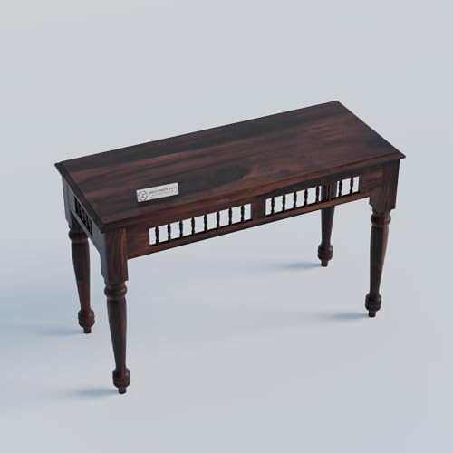 Image of Jangid Handicraft Sheesham Wood Console Table for Living Room | Wooden Entryway Hallway Sofa & Fish Tank Table | Traditional Side Table for Home & Office | Solid Rosewood | Walnut Finish