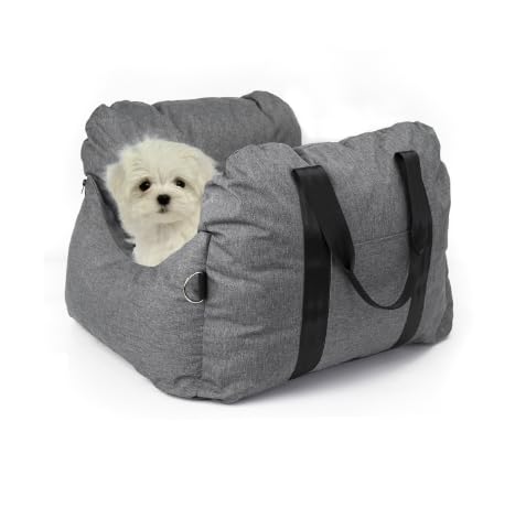 Sac à bandoulière pour animal voyageant léger avec lit intérieur gris