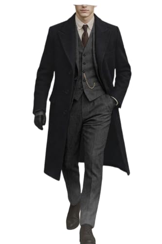 ORBITRAY Mens 3 Pieces Tweed Plaid Suit Blazer Vest Pants 2026 Herringbone Suits for Men Gray