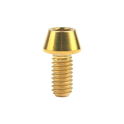 Image of Titanium Ti DIN912 M4 8 10 12 15 20mm Tapered Head Hex Bolts Bicycle Screws Pack of 6 (Gold, M4x10mm)