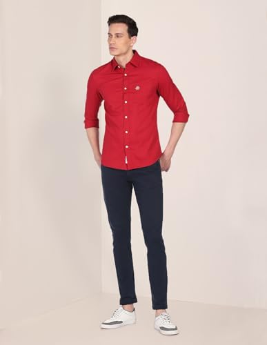 Image of U.S. Polo ASSN. Men's Solid Spread Collar Premium Cotton Dobby Tailored Fit Shirt
