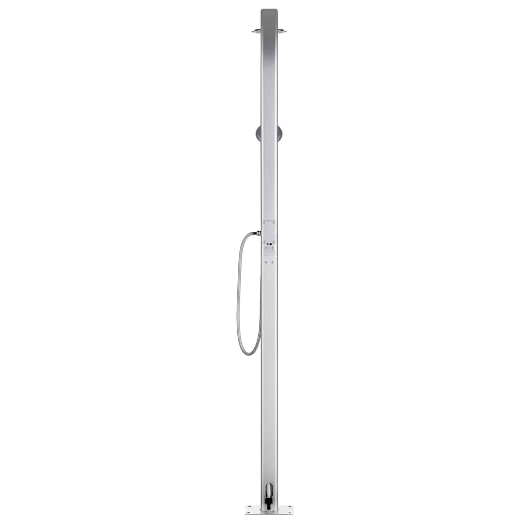 Doccia da giardino in alluminio, altezza 215 cm, con soffione e doccetta per giardino, piscina, vasca idromassaggio, accessorio per esterni, terrazza, uso estivo, resistente alle