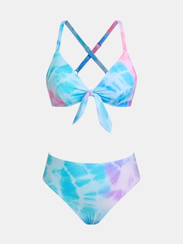 Image of CUPSHE Women's Two Piece Bikini Set Floral Print Knot Bunny Tie