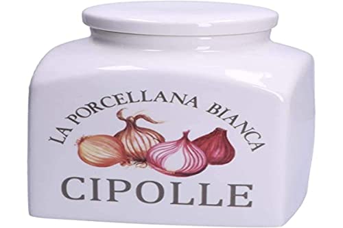 La Porzellan Bianca - Aufbewahrungsdose für Zwiebeln aus Porzellan - Aufbewahrung, Dosen und Behälter - Küchendosen - Porzellan - 3500 CC; 15 x 15 x 20 cm Cover