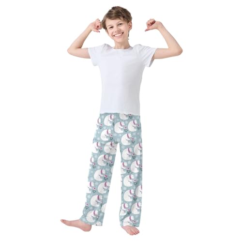 Merry Christmas Bear Bird Snowflake Boys Long Pants Soft Trousers Elastic Waist Kids Lounge Bottoms with Pockets S-XL2
