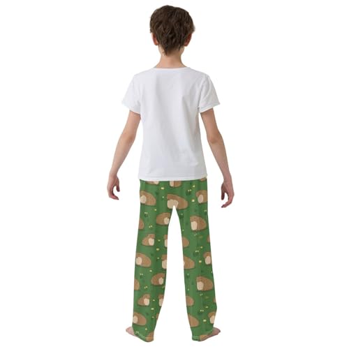 Boys' Pants Brown Capybaras Grassy Green Long Bottoms Jogger Pants Elastic Waist Trousers with Pockets S-XL3