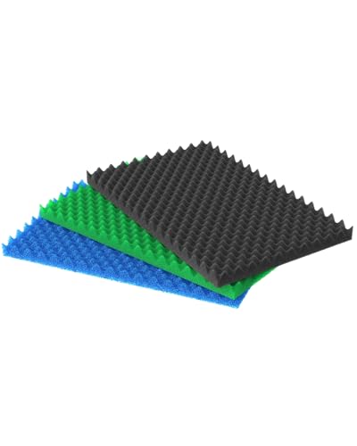 Pawfly Ensemble de 3 pièces Aquarium Tapis de Filtre éponge Sol Humide Tapis de Filtre hydroponique Fine Mousse grossière Tapis de Filtre à Eau, 45l X 28w...