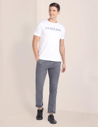 Image of U.S. Polo ASSN. Knitted Slim Fit Cotton T-Shirts for Men - Breathable & Comfortable, Half Sleeves Mens Casual T Shirts