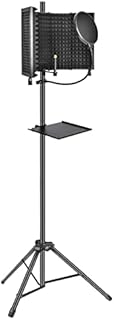CODN Studio Recording Microphone Isolation Shield with Pop Filter & Tripod Stand, High Density Absorbent Foam to Filter Vocal, Foldable Sound Shield for Blue Yeti and Condenser Microphones…