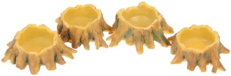 4 cuencos de agua para reptiles, de resina, mini cuenco de agua para terrario, cuenco de agua para reptiles, arañas, cuenco de agua pequeño para ranas escorpiones, con diseño antideslizante