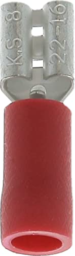 Capocorda rosso piatto pre-isolato femmina rinforzato in sacchetto, 4,8 mm x 0,8 mm, 0,3-1,5 mm2, confezione da 20