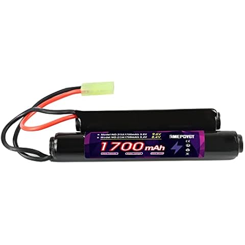 EMEPOVGY Nimh Battery Airsoft 1700mAh 8.4V Rechargeable Nunchuck Stick Battery Pack with Mini Tamiya Plug for Air Soft Gun Rifle Cover