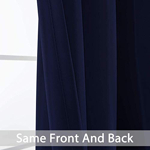 Yakamok Blackout Grommet Curtain Set, Thermal Insulated Light Blocking Window Drapery Bedroom/Living Room, Navy Blue Color, Set of 2, W52 x L96