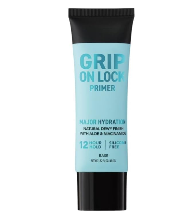Grip On Lock Water-Based Primer, Hydrating Face Primer for Makeup, 12-Hour Makeup Grip, Aloe Vera, Niacinamide, Pore Smoothing, Long Wear Makeup Base, 1.52 Fl Oz