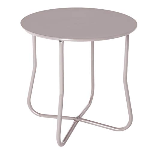 LOLAhome Mesa Auxiliar de jardín y Exterior de Acero de ø 45x45 cm (Gris)