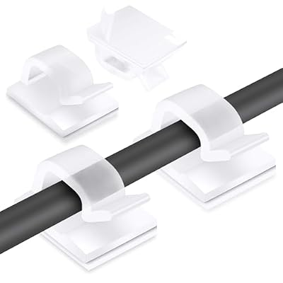 URAQT 70 Piezas Clip de Cable Autoadhesivo, Organizador de Cables, Transparente Organizador Cables Escritorio, Mini Grapas Cable Pared, Sujeta Cables para el Hogar, Oficina, Exterior, Jardín