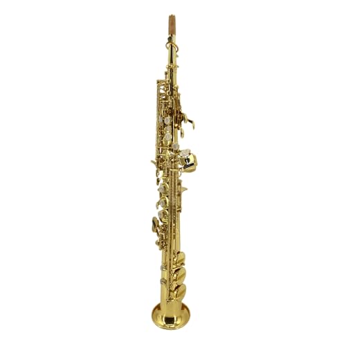 Image of Straight Soprano Saxophone Bb B Flat Sax with Case, Mouthpiece,Reeds & Accessories Brass Woodwind Instrument for Beginners,Adults & Advanced Players GOLD