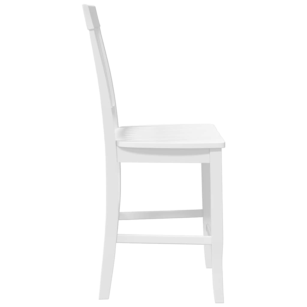2 sgabelli da bar in legno massello bianco, albero della gomma, 48 x 52,5 x 107 cm, sedia da cucina con schienale e poggiapiedi, per sala da pranzo, bancone e isola di cucina, design moderno