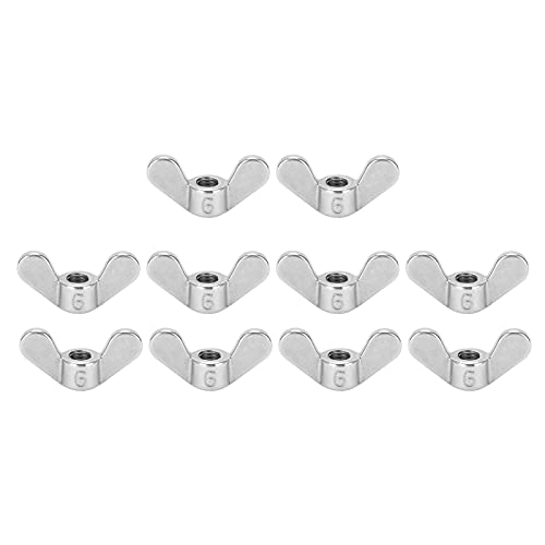 10 Stück Flügelmuttern Sortiertes Kit, 304 Edelstahl-Befestigungsteile M6 Schmetterlingsmutter,Nuss