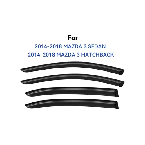 Image of Window Visors Rain Guards for 2014-2018 Mazda 3 Sedan, Out-Channel Window Vent Wind Deflectors Visors Shades for 14-18 Mazda 3 Hatchback