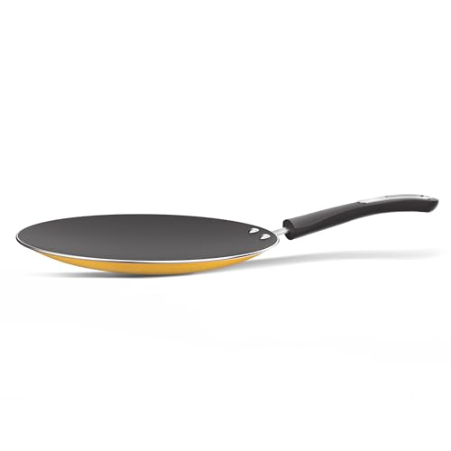 Image of Preethi Dura Collection Non Stick Concave Tawa, 28 cm, Gas & Induction Compatible, 5 Star Non Stick Effect, Turmeric Yellow