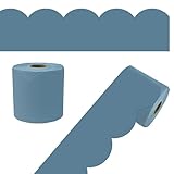 Carson Dellosa 65Ft of Stone Blue Bulletin Board Borders, 1 Roll of Scalloped Trim for Rolling Whiteboard, Cork and Posterboard, Party, Office Decorations, and Classroom Decor