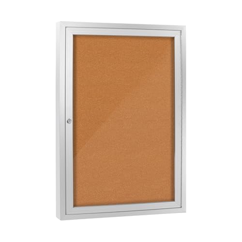 Enclosed Bulletin Board with Locking Door, Outdoor Bulletin Board Weatherproof, Lockable Display Case for Home, Office, and Community Use(23.6“L x 35.4