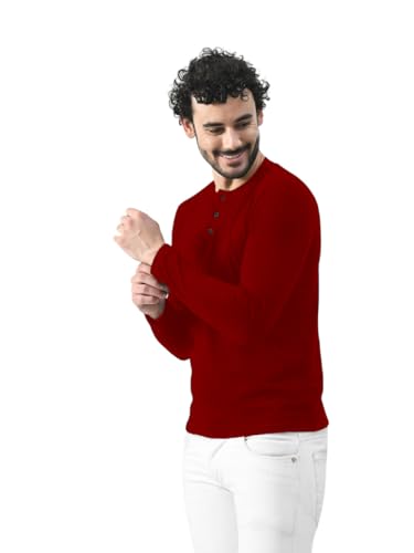 Image of Blisstone Men's Long Sleeve Henley T-Shirt with Button Placket | Soft & Comfortable Casual Wear