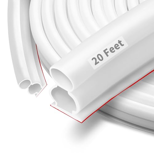 Image of 20 Feet Rubber Door Weather Stripping Door Seal Large Gap, Self-Adhesive Extra Thick D-Shape Door Seal Strip for Door Frame Door Insulation Strip, Easy Cut to Size(White), ‎‎FKBGDW20FT