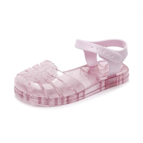 Generisch Sandalias de jalea con purpurina para niña, cómodas sandalias planas antideslizantes de cristal, zapatos de agua cerrados con slingback aireado zapatos de playa zapatos de baño bailaralinas