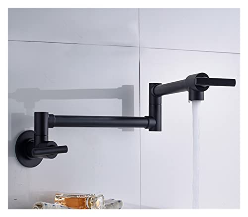 キッチンシンクタップ、ブラシ付きゴールデンキッチン蛇口シングルコールドウォーターシングルレバー折りたたみ可能な回転可能スパウトウォールマウントシンクタップ9種類のキッチン(マットブラックB) Beauty Comes