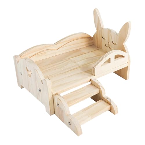 Castillo del Conejo - Casa del Conejo | Cama de Conejito | Cama de Conejo | Cama de Conejo de Madera | Hábitat para Dormir de conejitos con escaleras | de Chinchilla para Conejito, Ardilla, Erizo